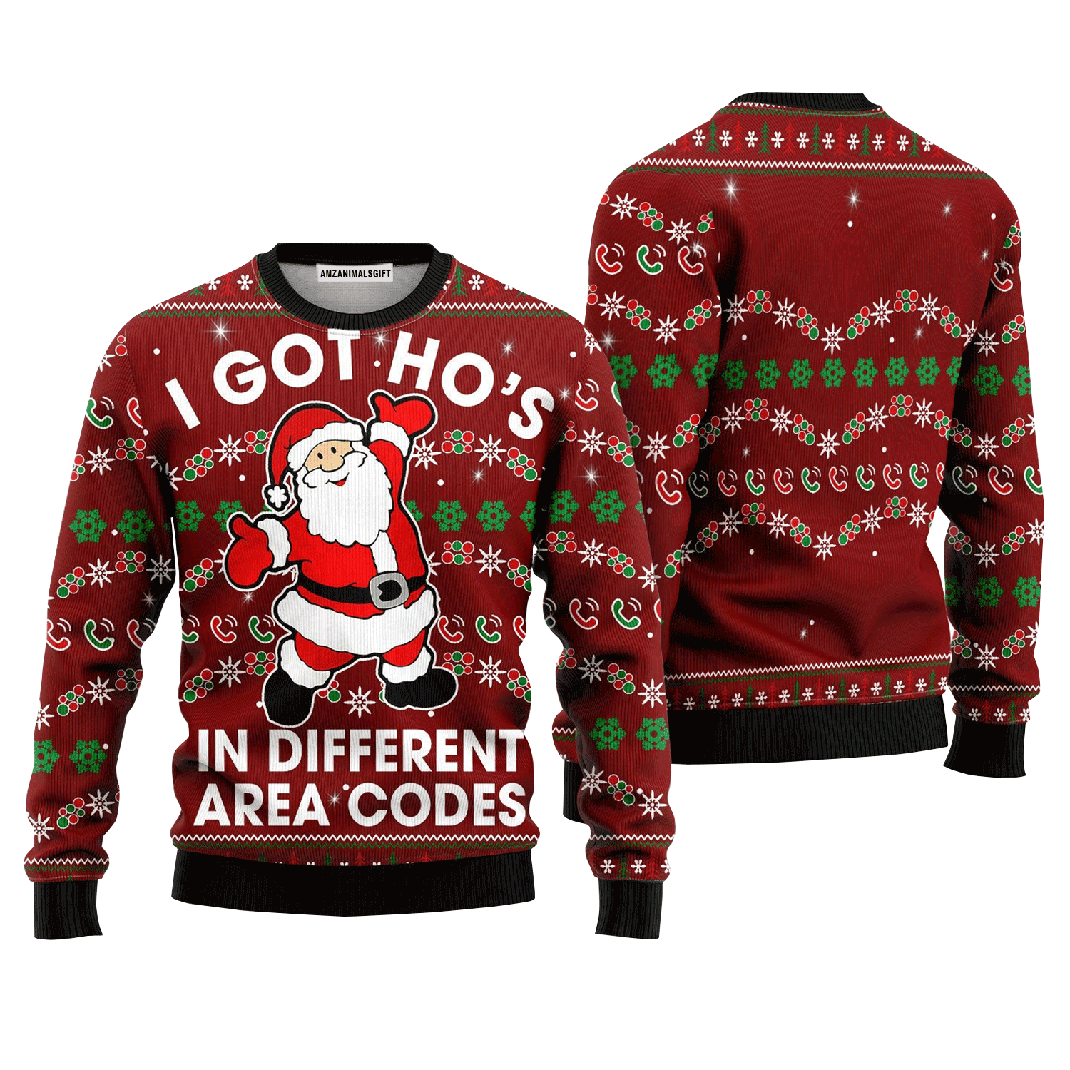 Funny Santa Claus Sweater i Got Ho's In Different Area Codes, Ugly Sweater For Men & Women, Perfect Outfit For Christmas New Year Autumn Winter