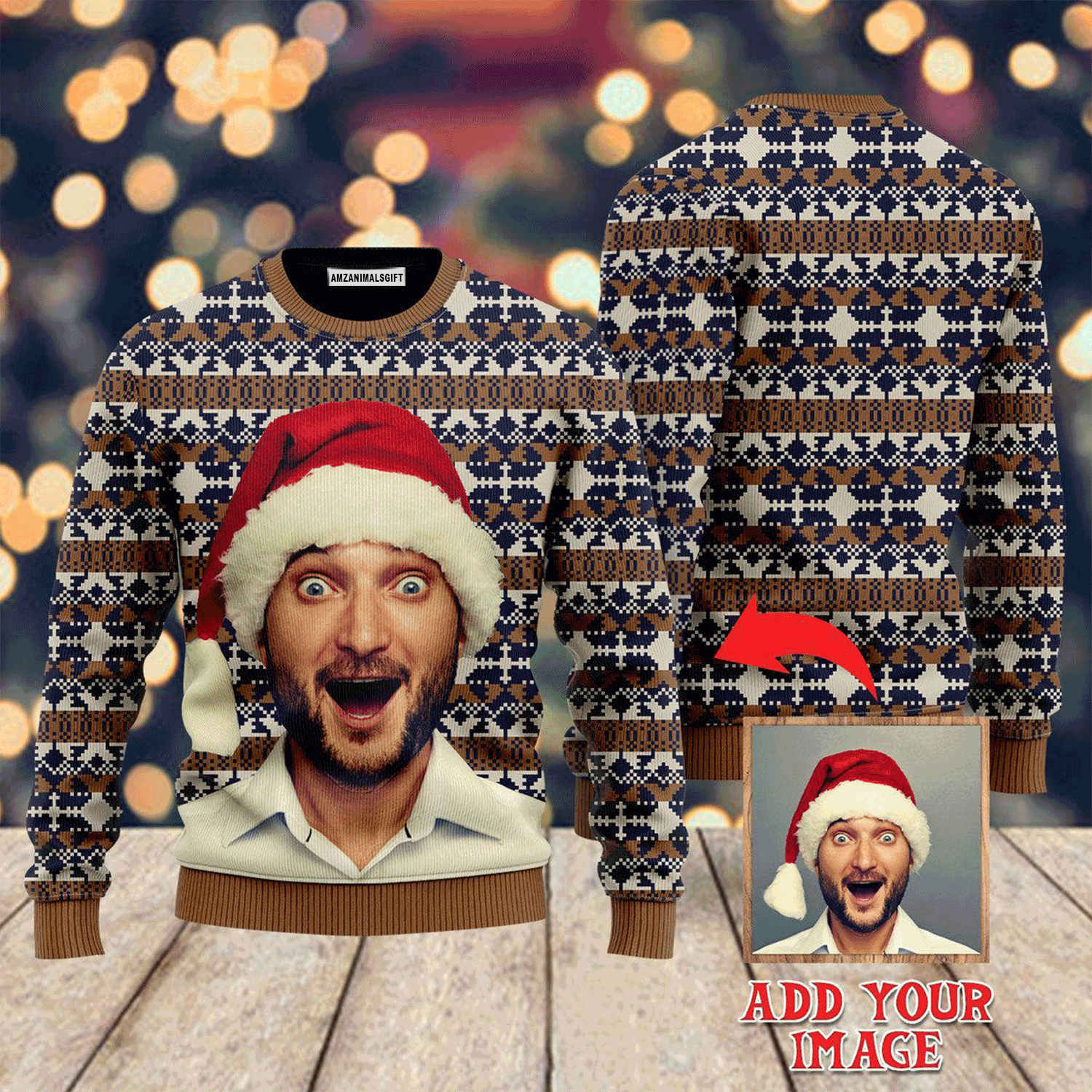 Funny Custom Photo Xmas Knit Style Sweater, Ugly Sweater For Men & Women, Perfect Outfit For Christmas New Year Autumn Winter