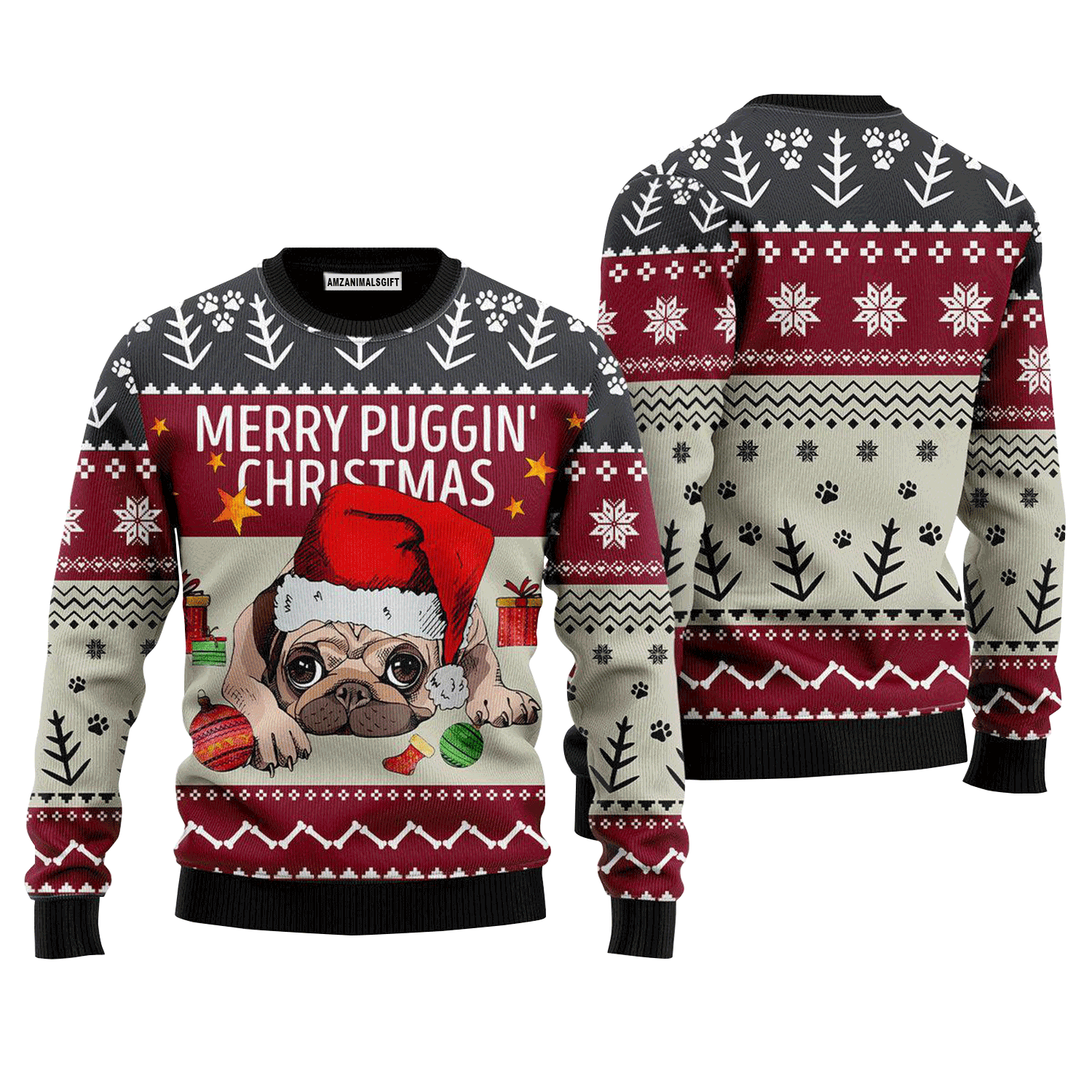 Merry Puggin Sweater Christmas, Ugly Sweater For Men & Women, Perfect Outfit For Christmas New Year Autumn Winter
