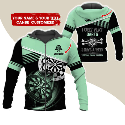 Customized Name & Text Darts Premium Zip Hoodie, Personalized I Only Play Darts Zip Hoodie For Men & Women - Gift For Darts Lovers, Darts Players