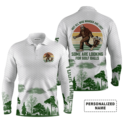 Custom Golf Long Sleeve Men Polo Shirt, Bigfoot Golf Personalized Name Men Polo Shirt For Men - Perfect Gift For  Golf Lovers