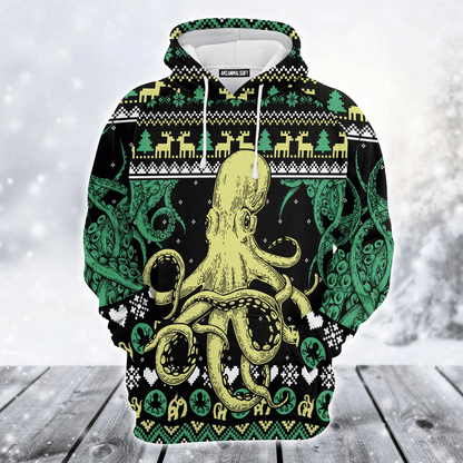 Octopus Premium Christmas Hoodie, Giant Octopus Christmas Unisex Hoodie For Men & Women - Perfect Gift For Christmas, Friends, Family