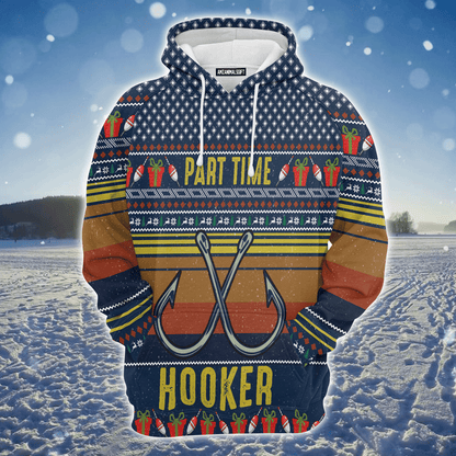 Fishing Premium Christmas Hoodie, Fishing Part Time Hooker Christmas Unisex Hoodie For Men & Women - Perfect Gift For Christmas, Fishing Lover