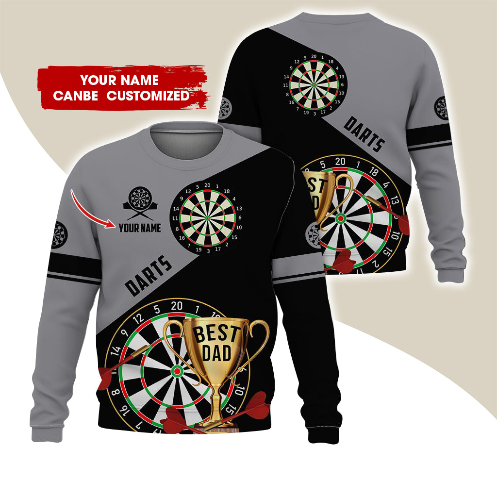 Customized Name Darts Sweatshirt, Personalized Best Dad Cup Champion Sweatshirt For Men & Women - Gift For Darts Lovers, Darts Players