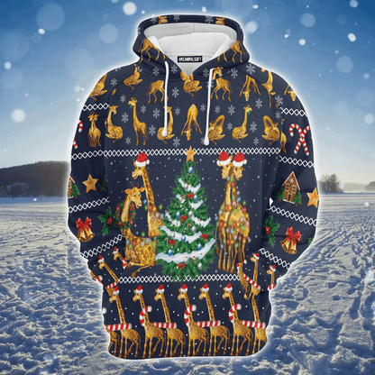 Giraffe Premium Christmas Hoodie, Giraffe Christmas Tree Unisex Hoodie For Men & Women - Perfect Gift For Christmas, Giraffe Lover