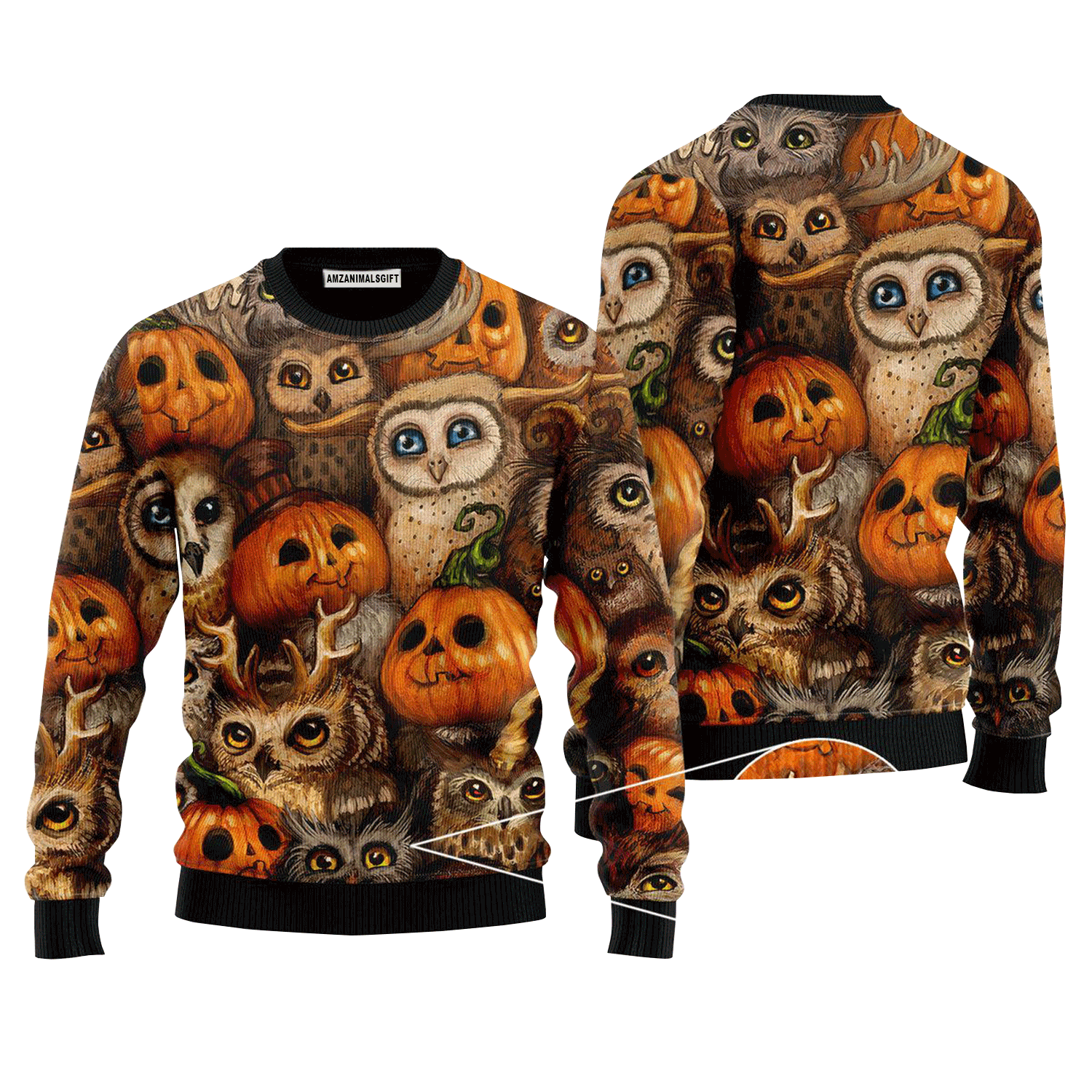 Halloween Owl Pumpkin Sweater, Ugly Sweater For Men & Women, Perfect Outfit For Christmas New Year Autumn Winter