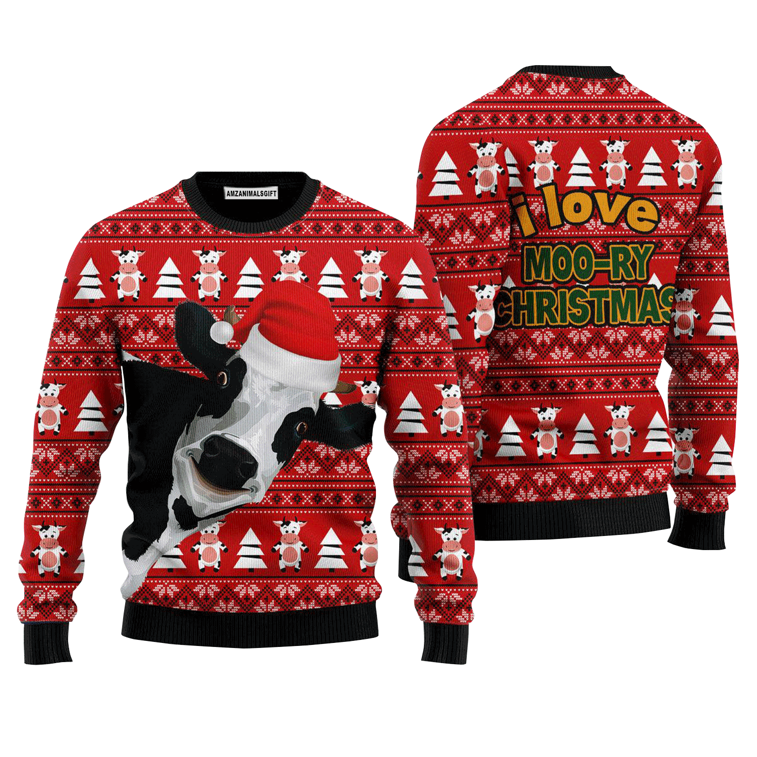 Funny Cow Sweater I Love Moo-ry Christmas, Ugly Sweater For Men & Women, Perfect Outfit For Christmas New Year Autumn Winter
