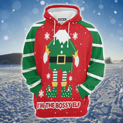 Bossy Elf Premium Christmas Hoodie, I'm The Bossu Elf Christmas Unisex Hoodie For Men & Women - Perfect Gift For Christmas, Family