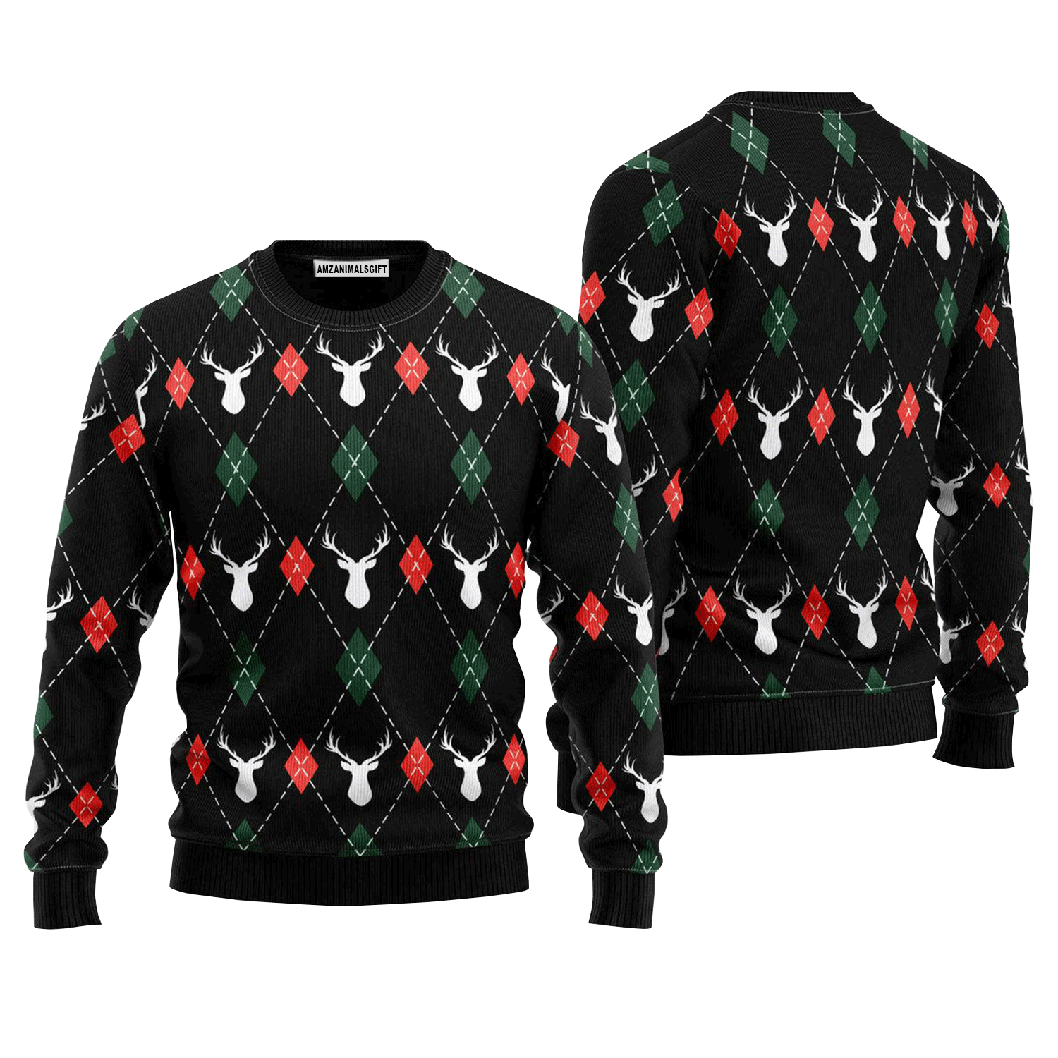 Christmas Deers Argyle Sweater, Ugly Sweater For Men & Women, Perfect Outfit For Christmas New Year Autumn Winter