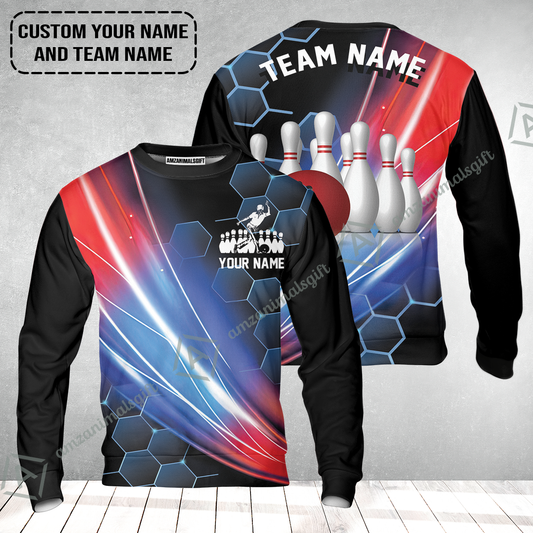 Personalized Bowling Men Sweatshirt - Custom Name,Team Name Honeycomb Pattern Bowling Sweatshirt For Men & Women Bowling Lover