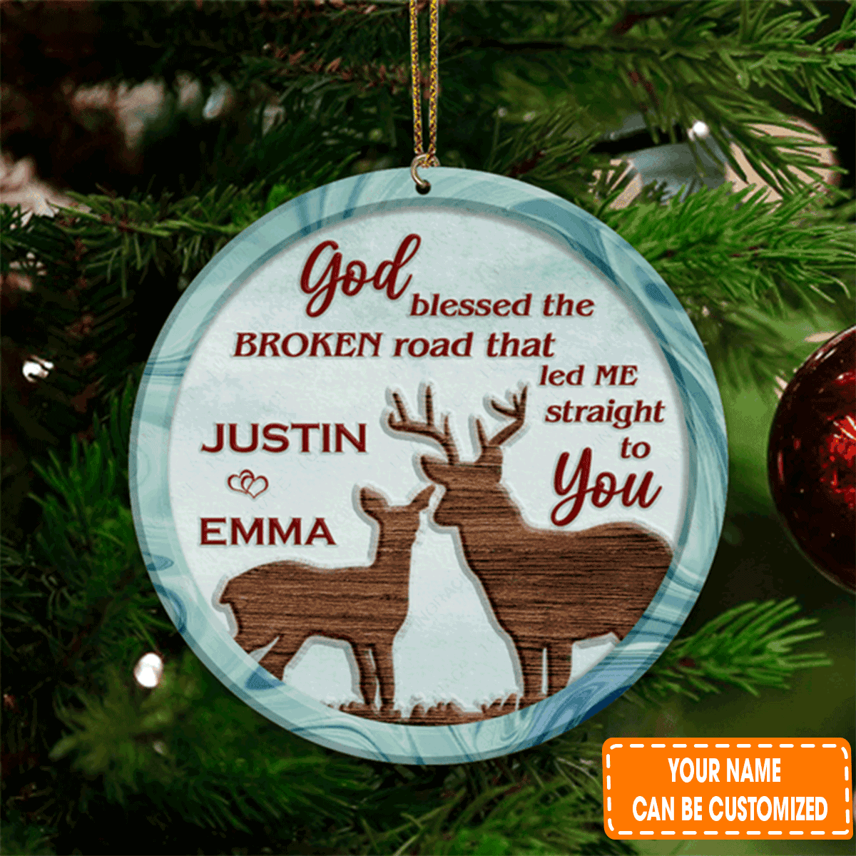 Jesus Acrylic Ornament, Christmas Deer Couple God Blessed Acrylic Ornament For Christian, God Faith Believers, Holiday Decor
