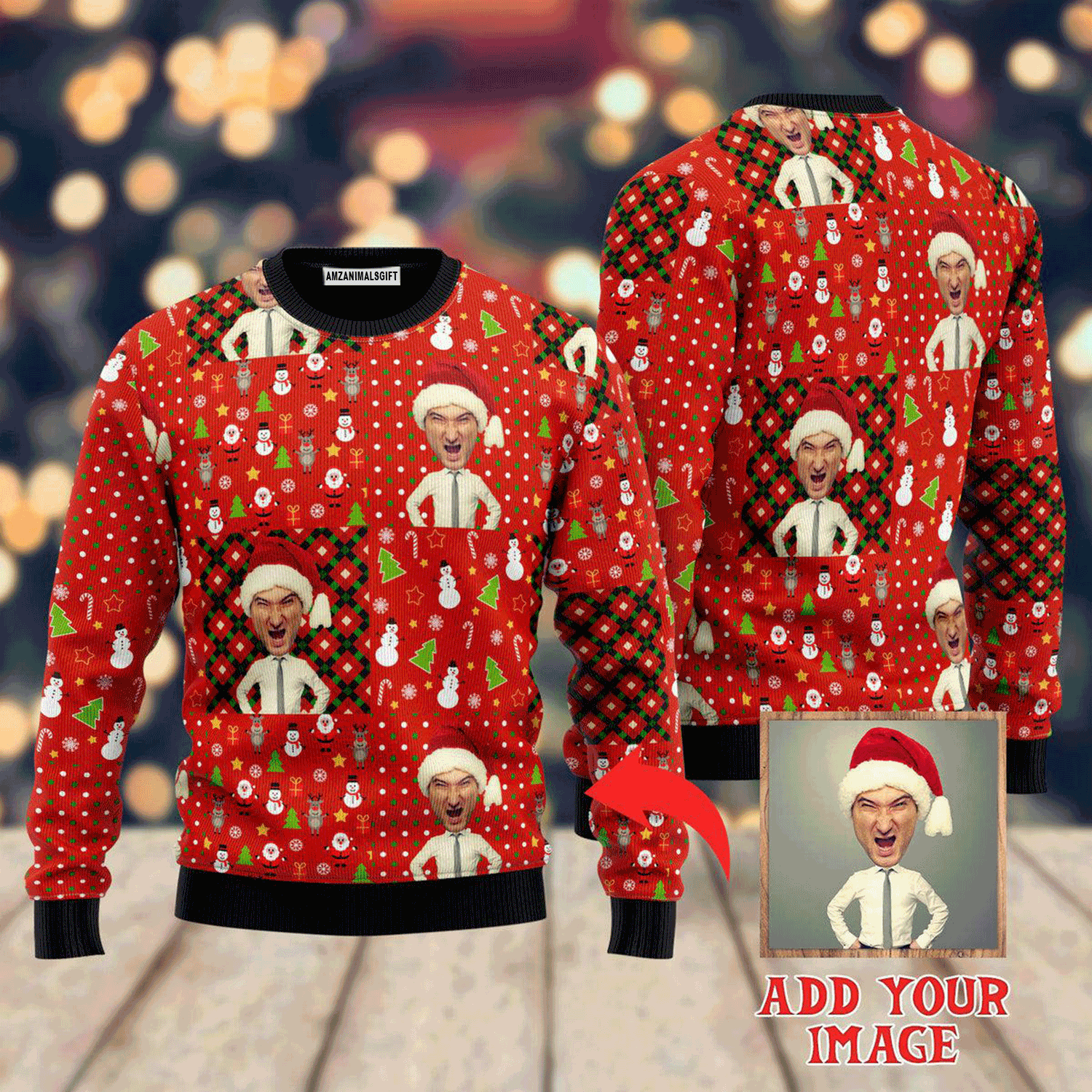 Custom Funny Face With Bright Christmas Sweater, Ugly Sweater For Men & Women, Perfect Outfit For Christmas New Year Autumn Winter