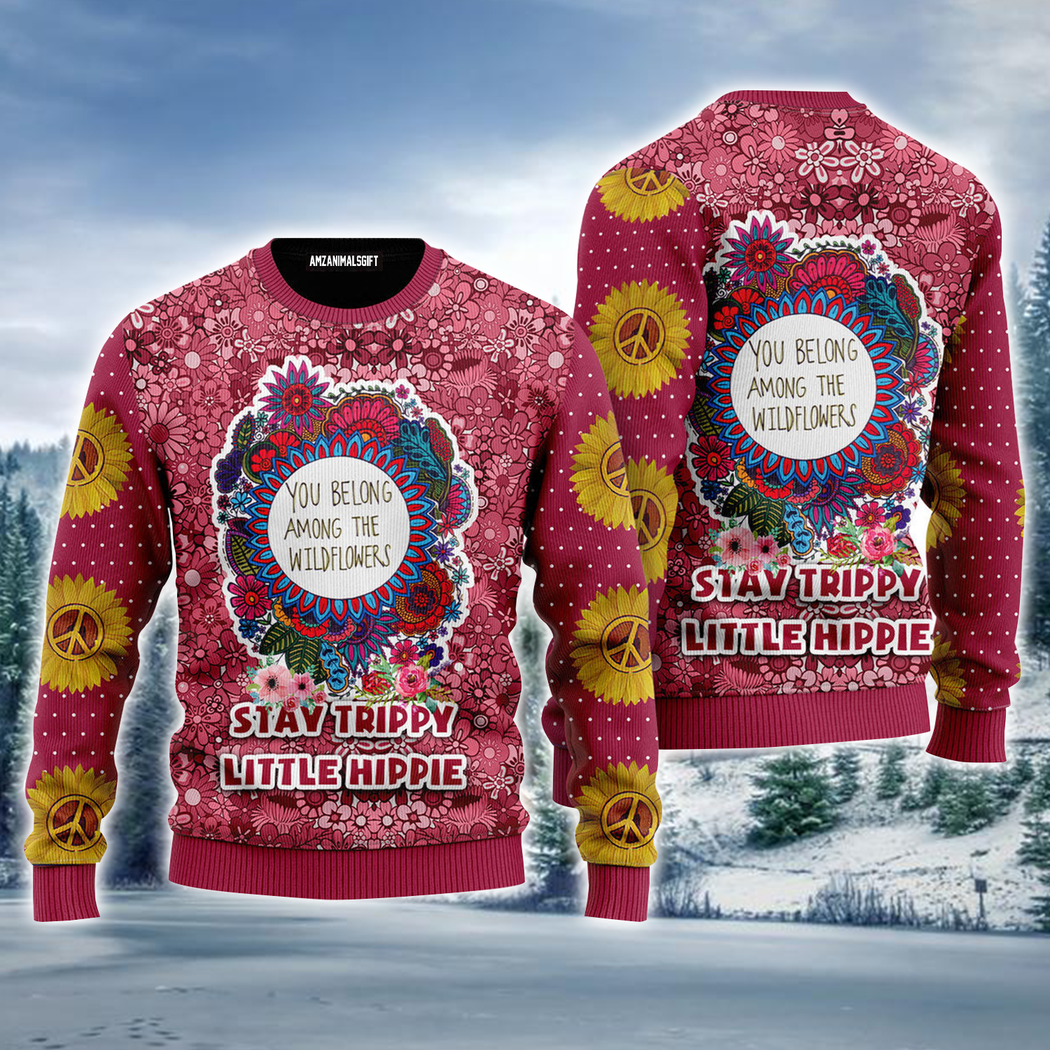 Hippie Style Ugly Sweater, Stay Trippy Little Hippie Colorful Ugly Sweater For Men & Women, Perfect Gift For Friends, Family