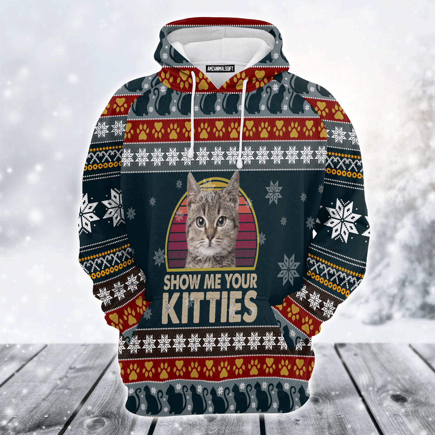 at Xmas Premium Christmas Hoodie, Show Me Your Kitties Unisex Hoodie For Men & Women - Perfect Gift For Christmas, Cat Lovers