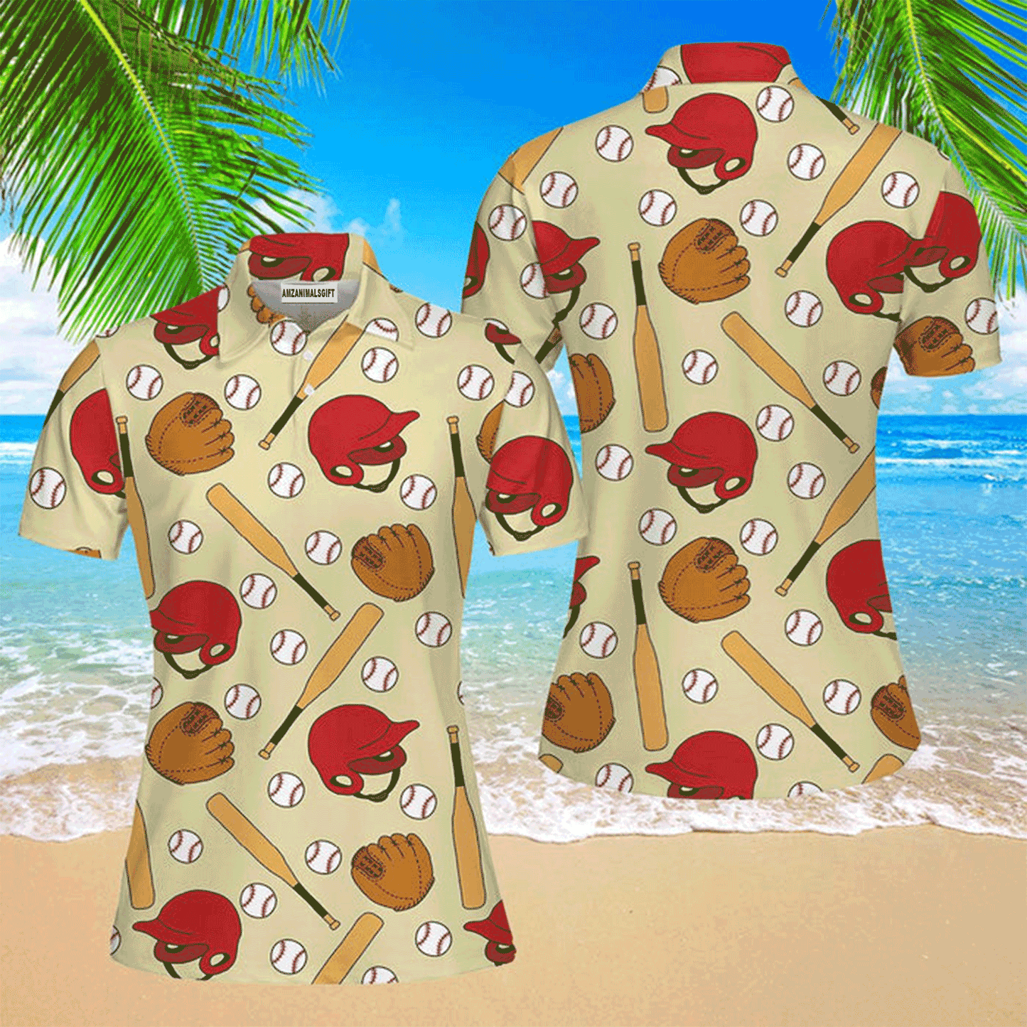 Baseball Women Polo Shirt, Baseball Doodle Polo Shirt For Women, Perfect Polo Shirt For Baseball Lovers