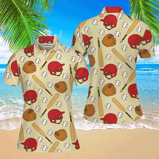 Baseball Women Polo Shirt, Baseball Doodle Polo Shirt For Women, Perfect Polo Shirt For Baseball Lovers