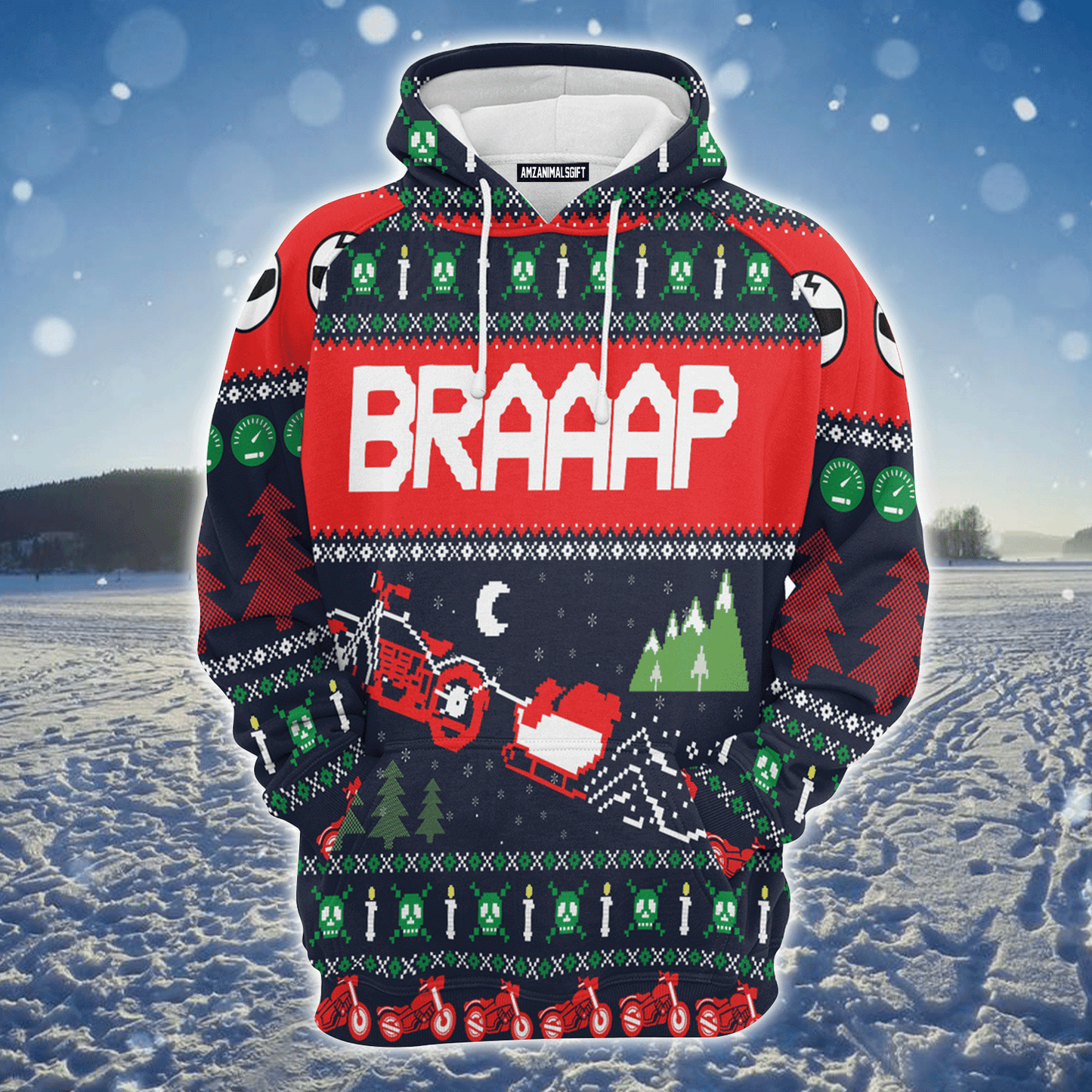 Motorbike Premium Christmas Hoodie, Motorbike Braaap Unisex Hoodie For Men & Women - Perfect Gift For Christmas, Biker