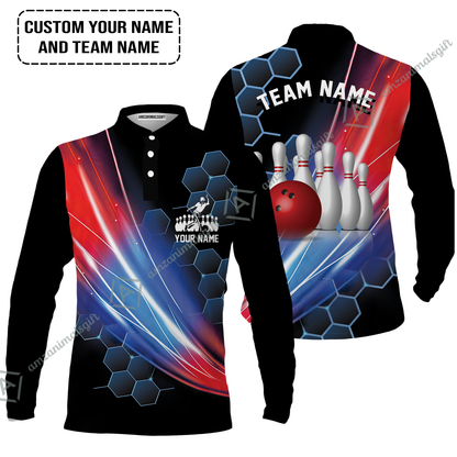 Personalized Bowling Men Sweatshirt - Custom Name,Team Name Honeycomb Pattern Bowling Sweatshirt For Men & Women Bowling Lover