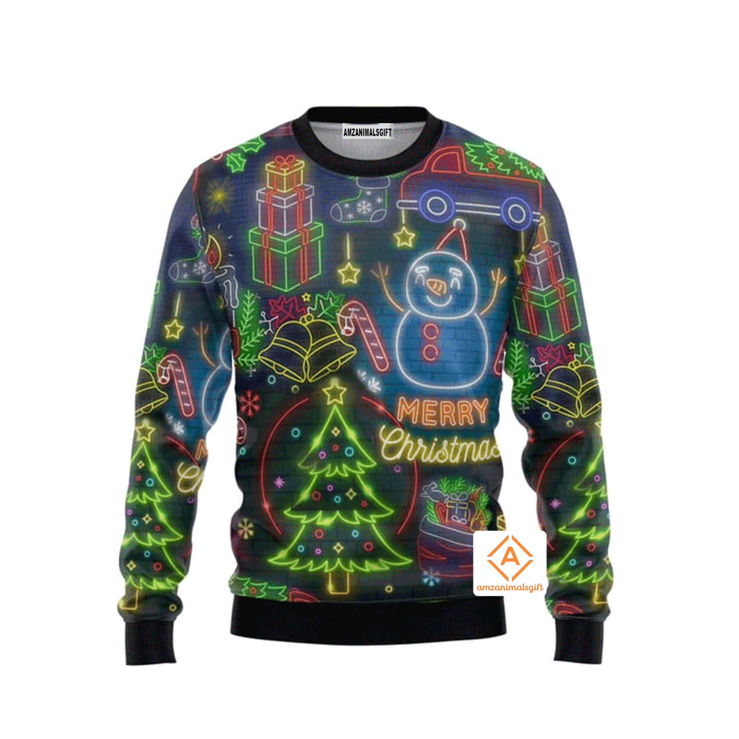 Christmas Bright Neon Lighting Sweater, Ugly Sweater For Men & Women, Perfect Outfit For Christmas New Year Autumn Winter