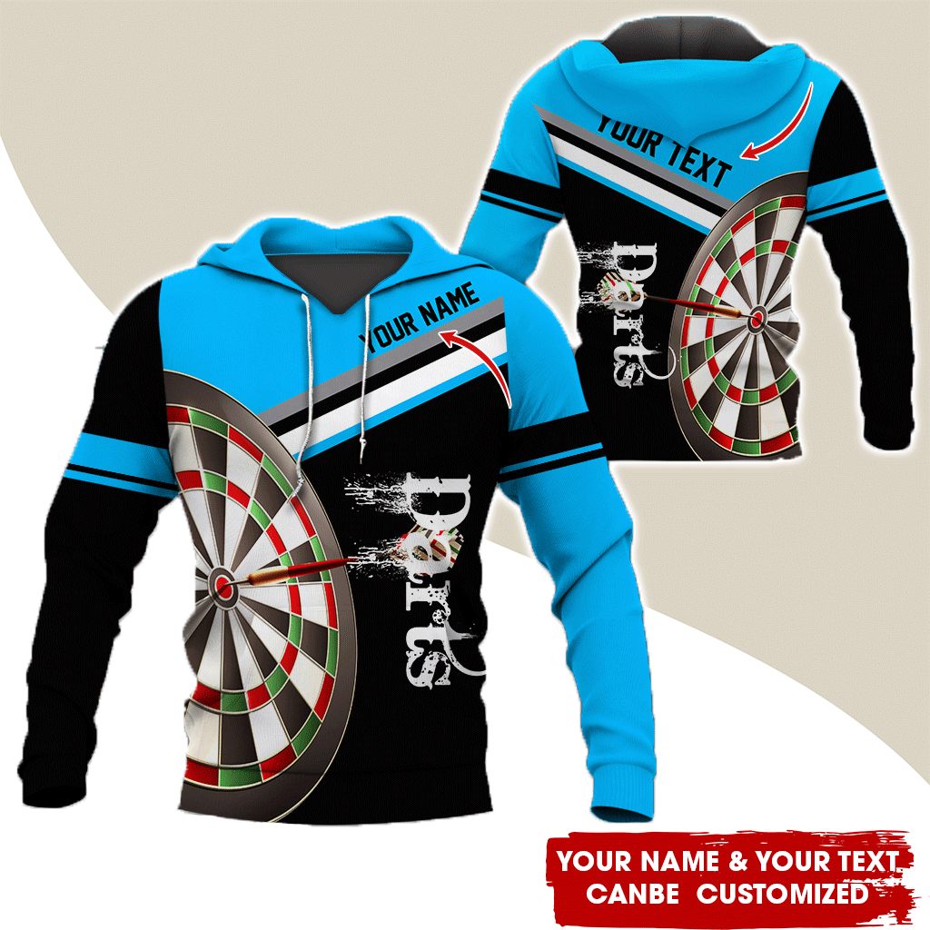 Customized Name & Your Text Darts Premium Hoodie, Darts Pattern Hoodie, Perfect Gift For Darts Lovers, Friend, Family