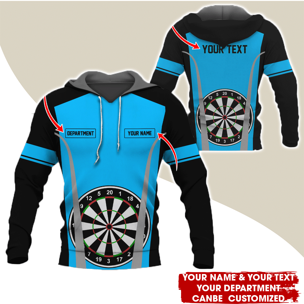 Personalized Name, Text & Department Darts Premium Hoodie, Play Darts Pattern Hoodie, Perfect Gift For Darts Lovers, Friend, Family