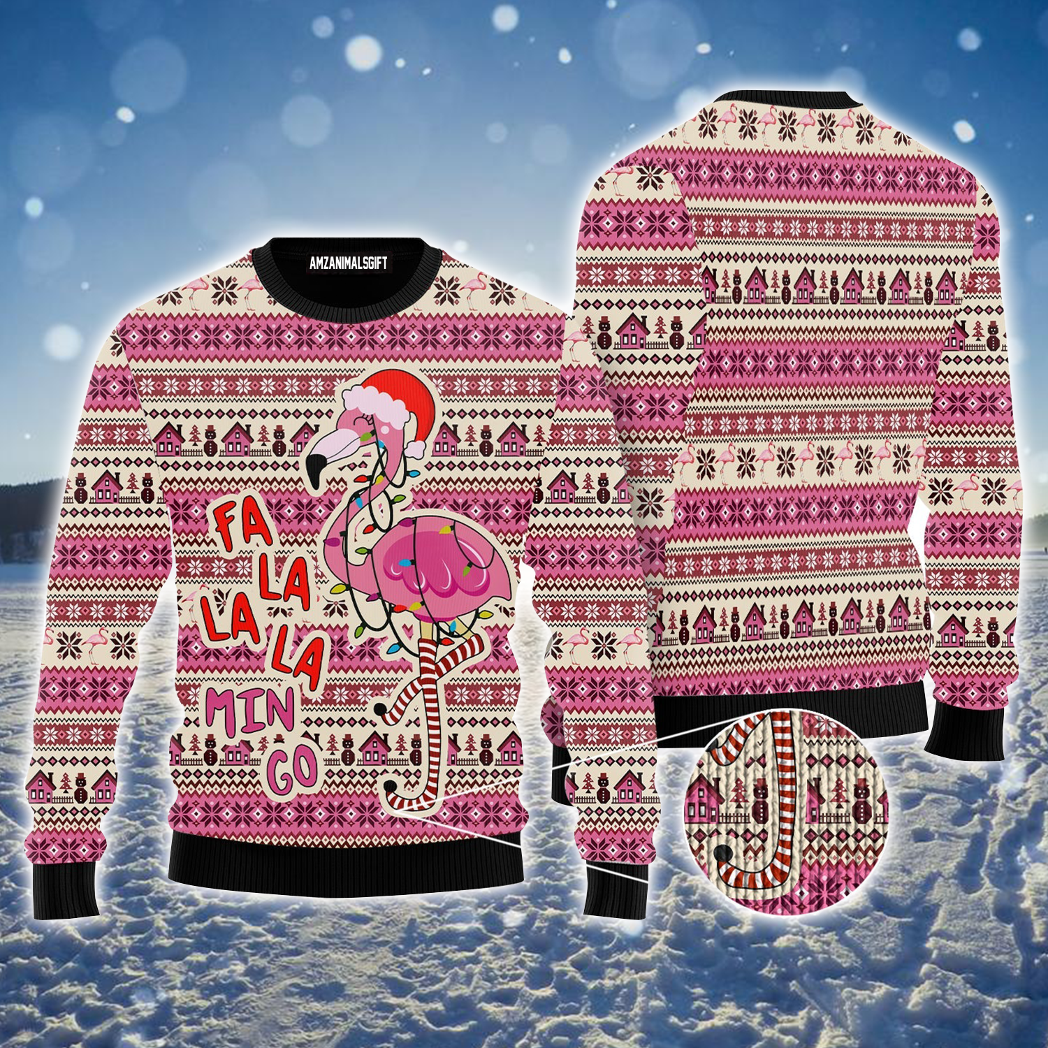 Flamingo Ugly Sweater, Funny Falalamingo Christmas Ugly Sweater For Men & Women, Perfect Gift For Christmas, Friends, Family