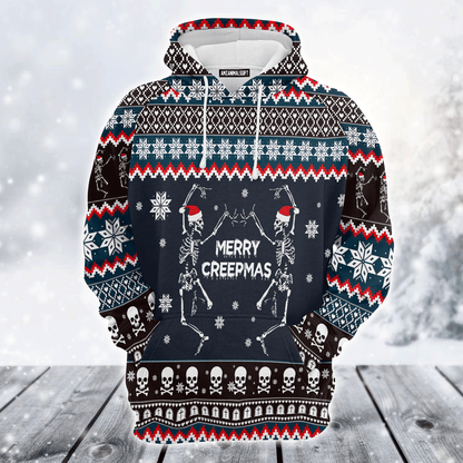 Skeleton Premium Christmas Hoodie, Skeleton Merry Creepmas Unisex Hoodie For Men & Women - Perfect Gift For Christmas, Skeleton Lover