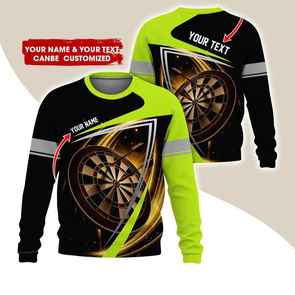 Customized Name & Text Darts Sweatshirt, Dartboard Pattern Shirts For Men & Women - Gift For Darts Lovers, Friend, Family