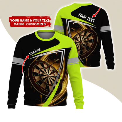 Customized Name & Text Darts Sweatshirt, Dartboard Pattern Shirts For Men & Women - Gift For Darts Lovers, Friend, Family