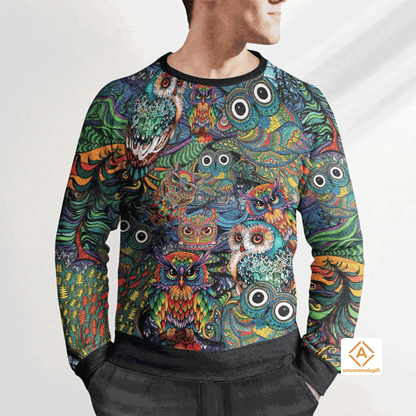 Hippie Owls Peace Life Mix Color Sweater, Ugly Sweater For Men & Women, Perfect Outfit For Christmas New Year Autumn Winter