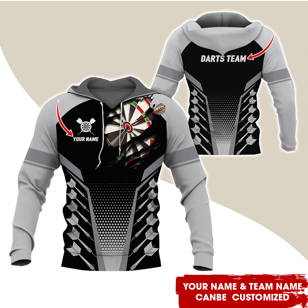 Customized Name & Team Name Darts Premium Hoodie, Spot Darts Pattern Hoodie For Men & Women, Perfect Gift For Darts Lovers, Friend, Family