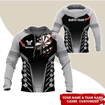Customized Name & Team Name Darts Premium Hoodie, Spot Darts Pattern Hoodie For Men & Women, Perfect Gift For Darts Lovers, Friend, Family