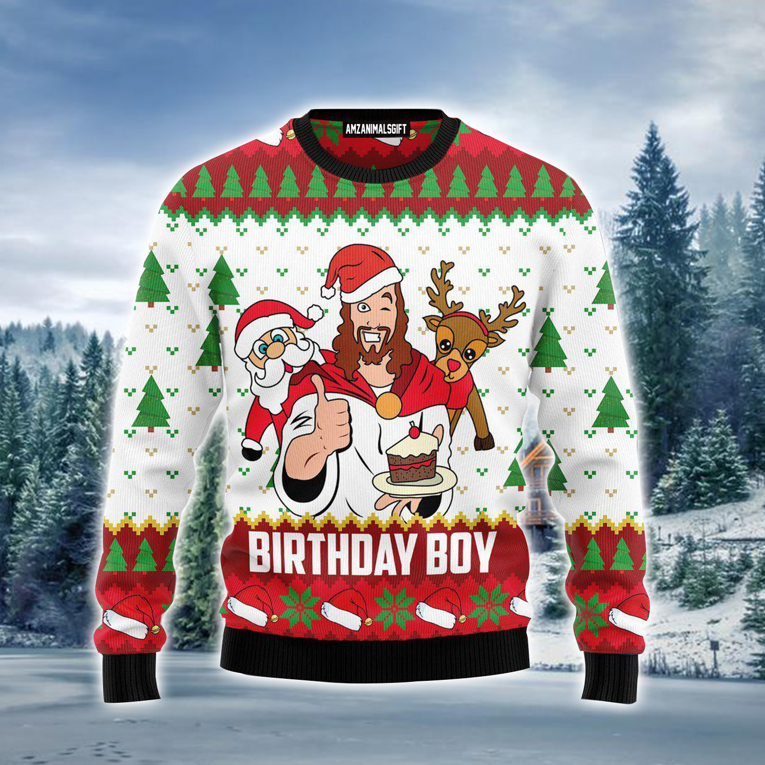 Jesus Birthday Ugly Sweater, Jesus & Christmas Ugly Sweater, Jesus Birthday Boy Ugly Christmas Sweater For Men & Women, Perfect Gift For Christian, Christmas