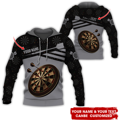 Customized Name Darts Premium Hoodie, Custom Name Darts Hoodie With Darts Pattern - Gift For Darts Lovers, Friend, Family