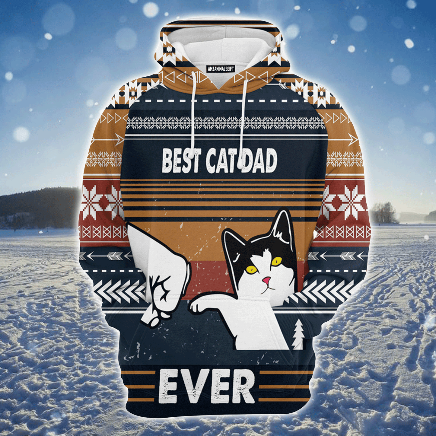 Cat Xmas Premium Christmas Hoodie, Best Cat Dad Ever Unisex Hoodie For Men & Women - Perfect Gift For Christmas, Cat Lovers