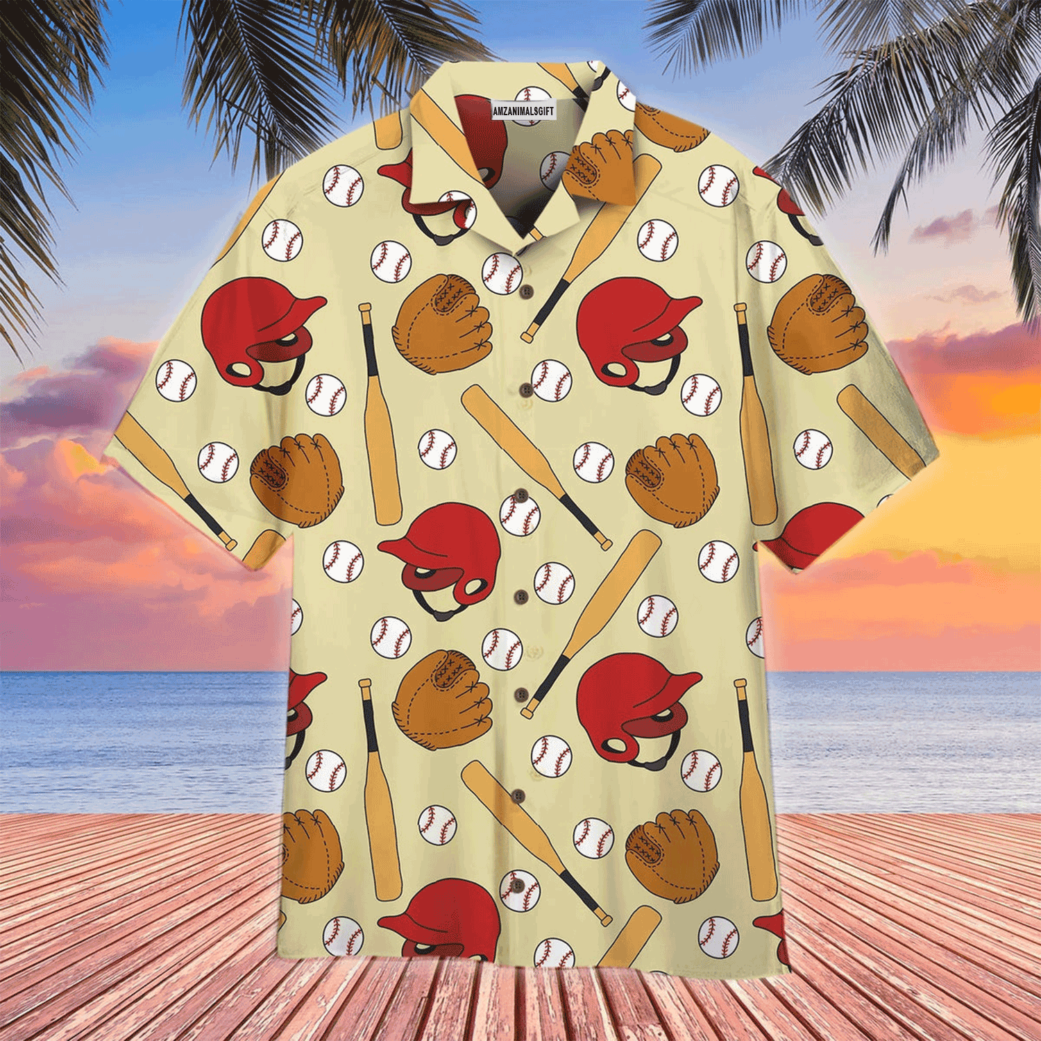 Baseball Hawaiian Shirt, Baseball Doodle Yellow Aloha Hawaiian Shirt For Men & Woman, Perfect Gift For Baseball Lovers