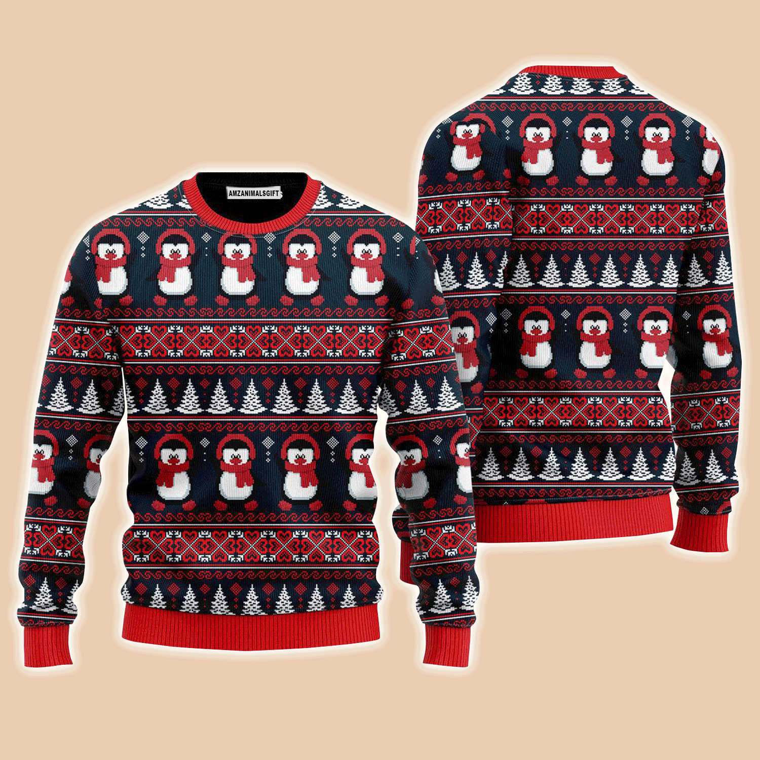 Love Christmas Penguins Pattern Sweater, Ugly Sweater For Men & Women, Perfect Outfit For Christmas New Year Autumn Winter