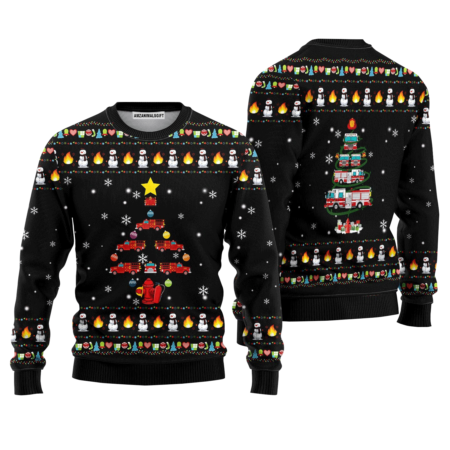 Firetruck Christmas Tree Sweater, Ugly Sweater For Men & Women, Perfect Outfit For Christmas New Year Autumn Winter