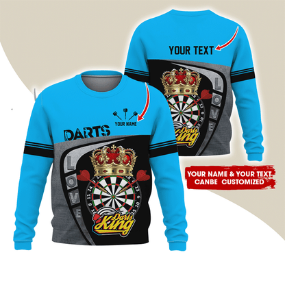 Customized Darts Sweatshirt, Personalized Name & Text Darts Sweatshirt, Darts King Sweatshirt, Perfect Gift For Darts Lovers, Friend, Family