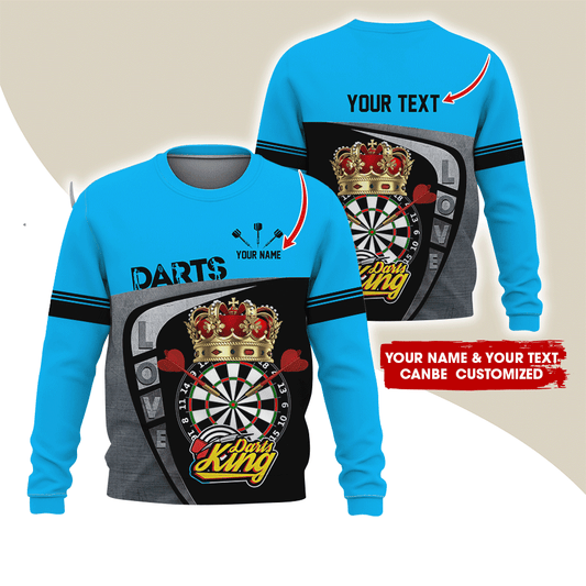 Customized Darts Sweatshirt, Personalized Name & Text Darts Sweatshirt, Darts King Sweatshirt, Perfect Gift For Darts Lovers, Friend, Family