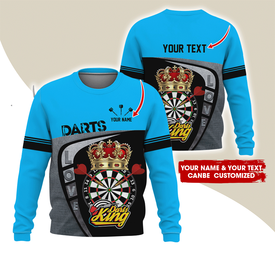 Customized Darts Sweatshirt, Personalized Name & Text Darts Sweatshirt, Darts King Sweatshirt, Perfect Gift For Darts Lovers, Friend, Family