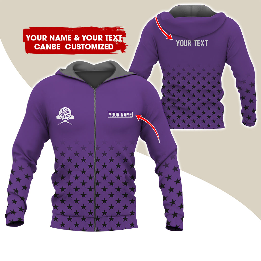 Customized Name & Text Darts Premium Zip Hoodie, Custom Name Darts Zip Hoodie For Men & Women - Gift For Darts Lovers, Darts Players