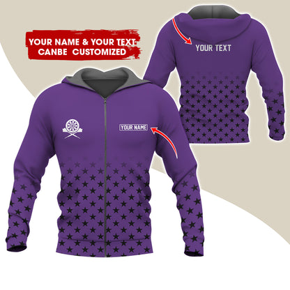 Customized Name & Text Darts Premium Zip Hoodie, Custom Name Darts Zip Hoodie For Men & Women - Gift For Darts Lovers, Darts Players