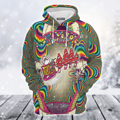 Skull Xmas Premium Christmas Hoodie, Santa And Mushroom Sled Unisex Hoodie For Men & Women - Perfect Gift For Christmas, Mushroom Lovers