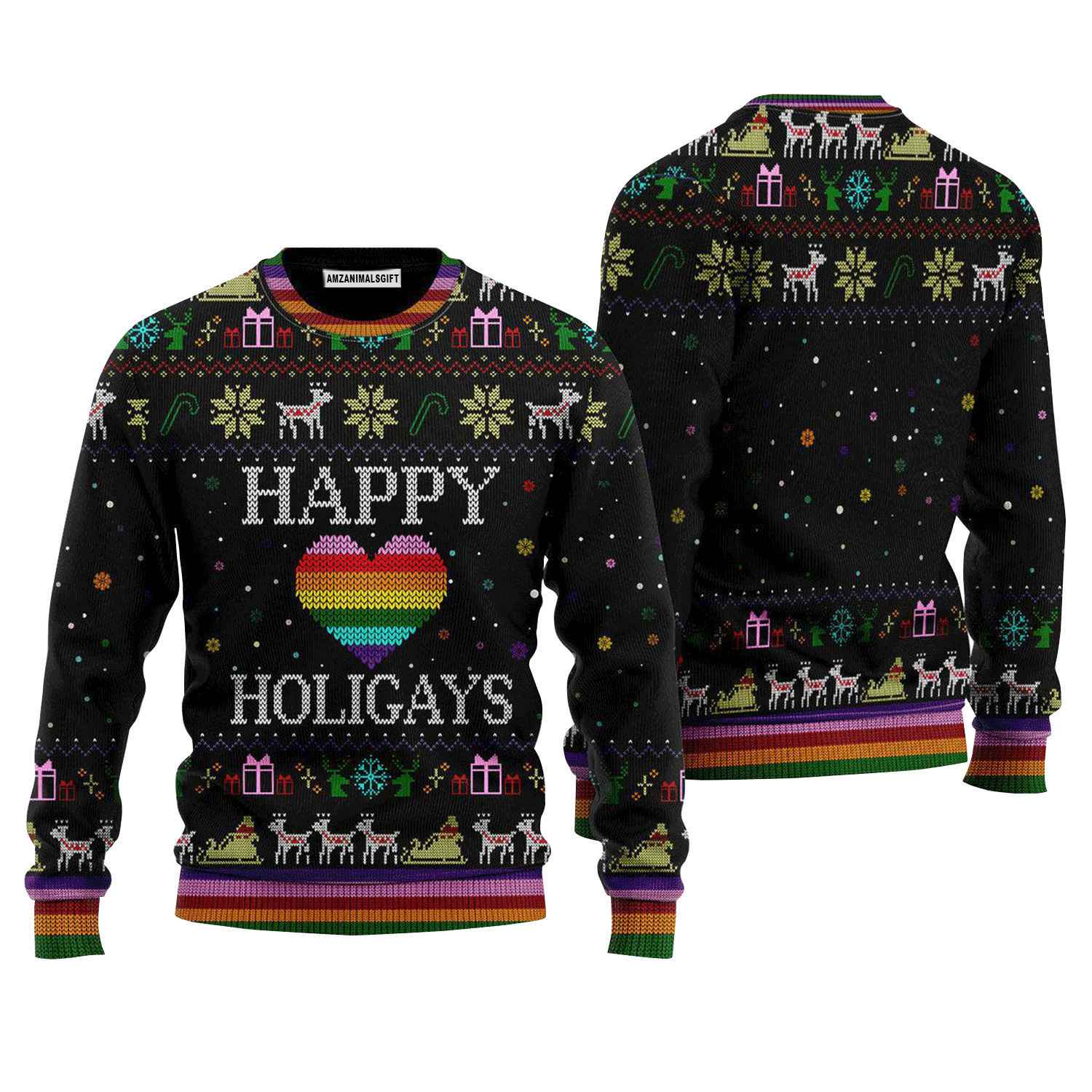 Happy Holigays LGBT Sweater, Ugly Sweater For Men & Women, Perfect Outfit For Christmas New Year Autumn Winter