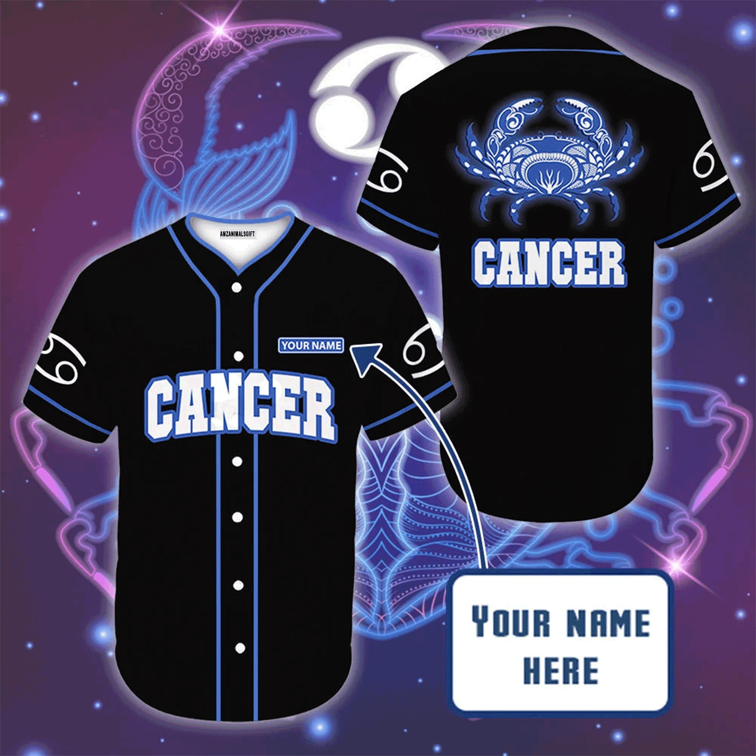Customized Baseball Jersey Shirt - Personalized Custom Name Cancer Great Zodiac Baseball Jersey Shirt For Men & Women, Perfect Gift For Cancer Zodiac