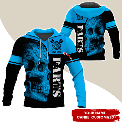 Personalized Darts Skull Premium Hoodie, Darts Pattern Hoodie For Men & Women, Perfect Gift For Darts Lovers, Friend, Family
