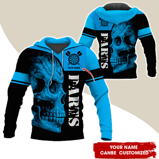 Personalized Darts Skull Premium Hoodie, Darts Pattern Hoodie For Men & Women, Perfect Gift For Darts Lovers, Friend, Family
