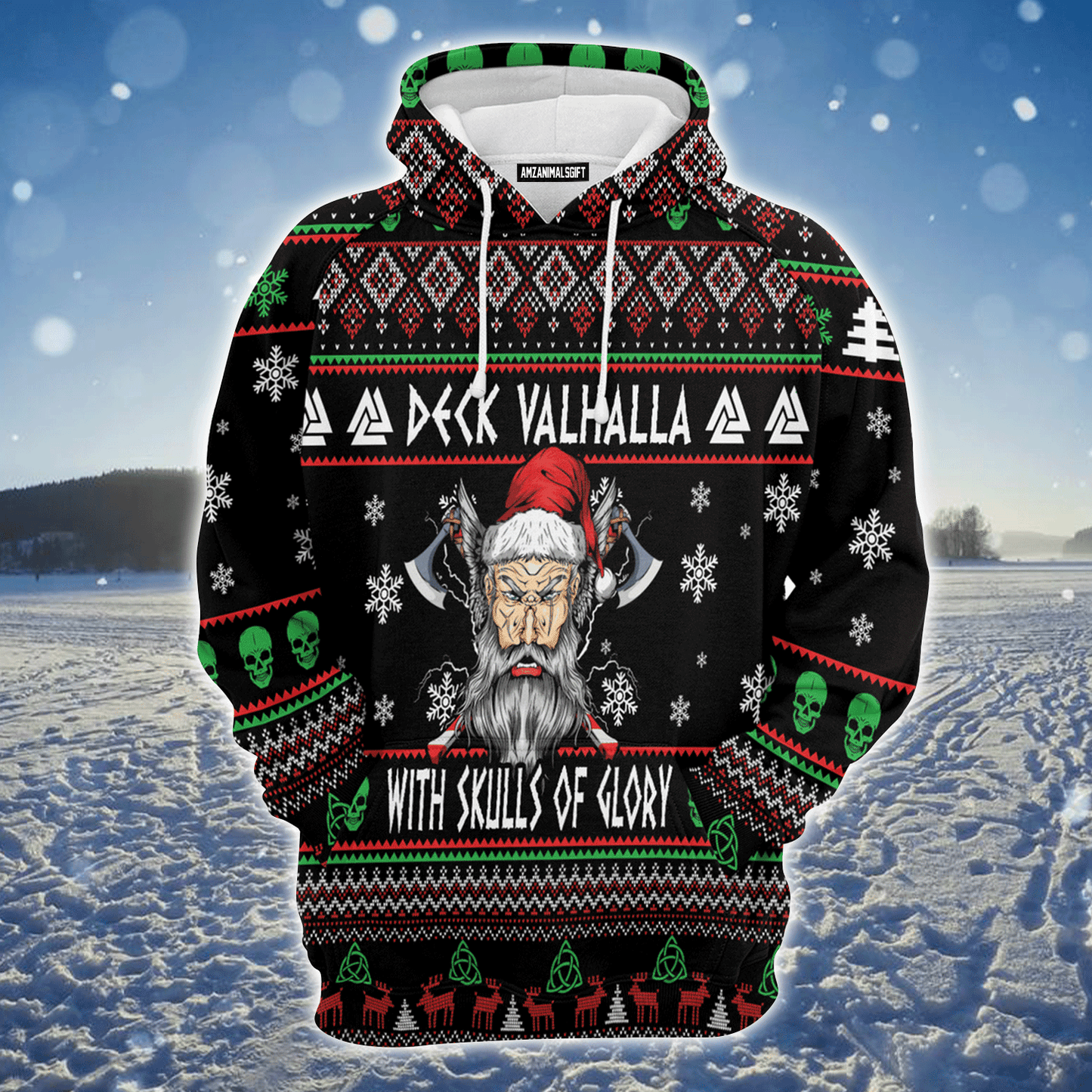 Viking Premium Christmas Hoodie, Viking Deck Valhalla With Skulls Of Glory Unisex Hoodie For Men & Women - Perfect Gift For Christmas, Friends, Family
