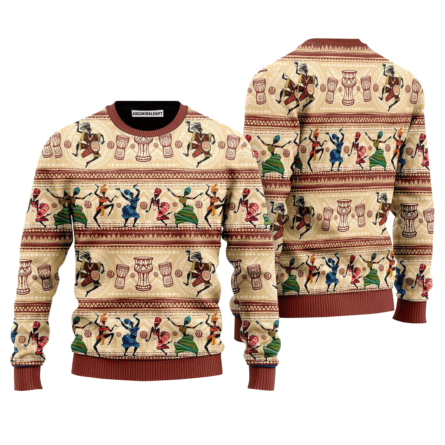 African Dancing On Ethnic Sweater, Ugly Sweater For Men & Women, Perfect Outfit For Christmas New Year Autumn Winter